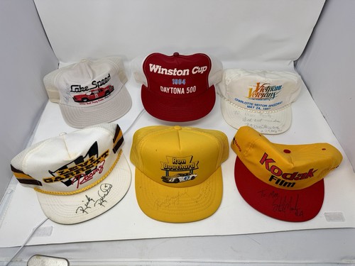 80s nascar autograph hats dick - autograph,